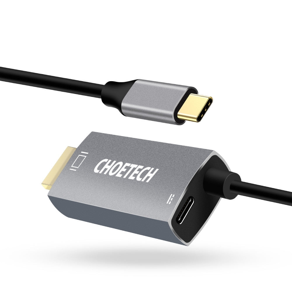 CHOETECH XCH-M180-GY-V2 Unidirectional Adapter USB-C male to HDMI 4K 60Hz male + PD100W Power Delivery 1.8M