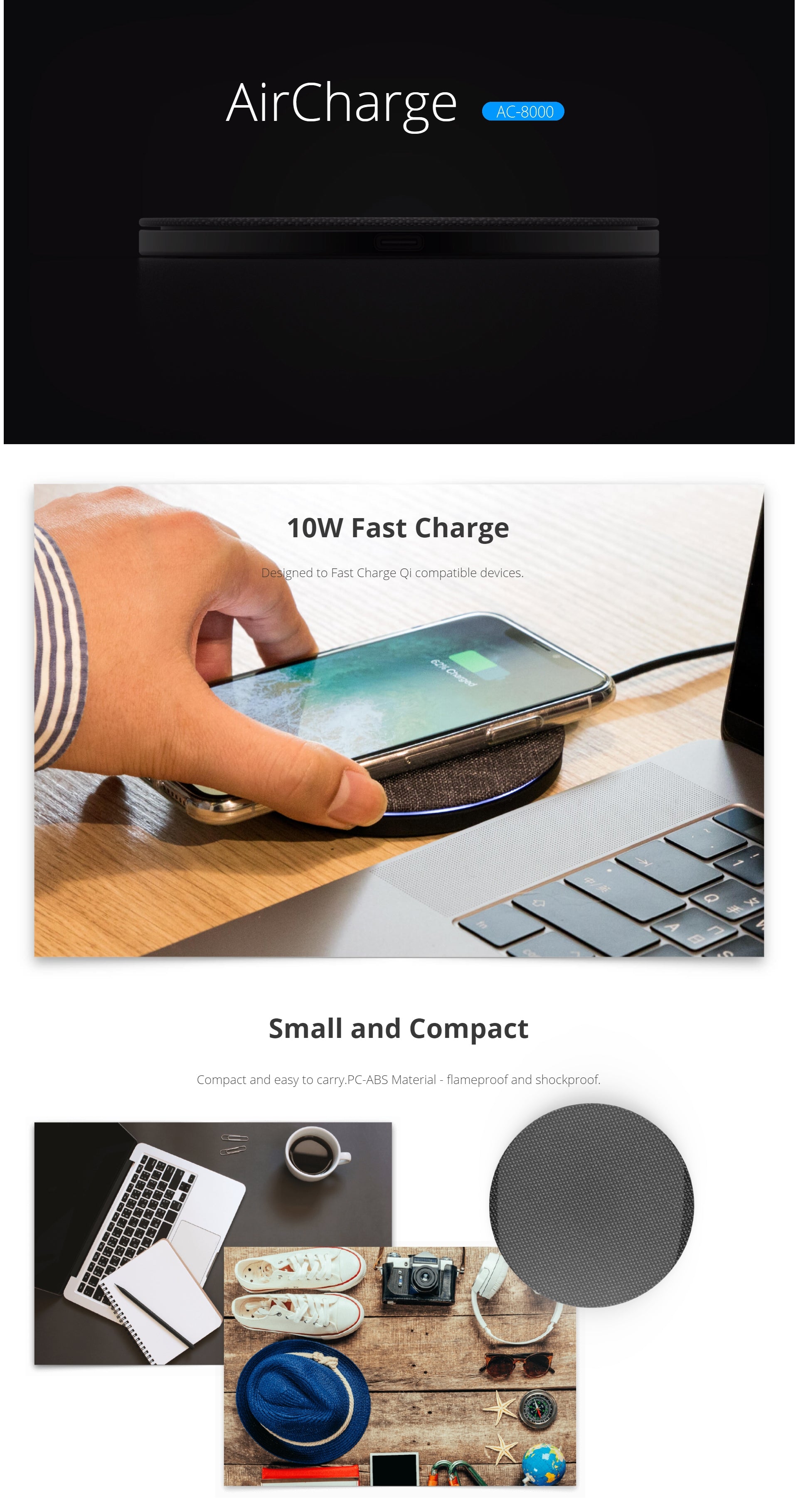 Photofast AirCharge Qi Compatible 10W Fast Charge SKU:AC8000