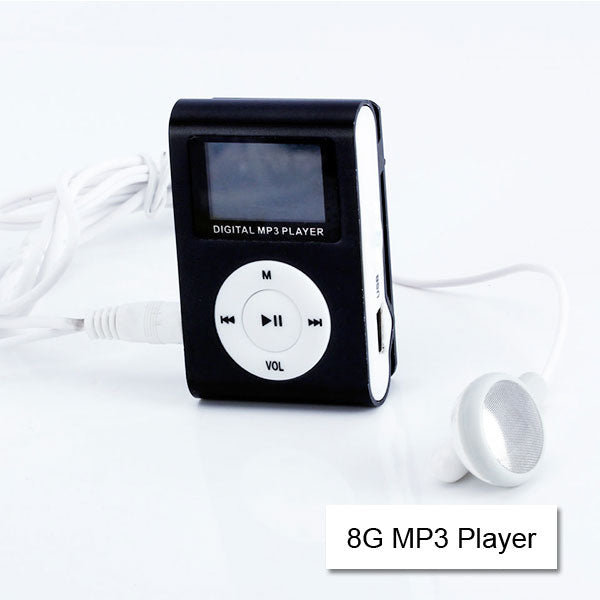 Mini Clip 16G MP3 Music Player With USB Cable & Earphone Black