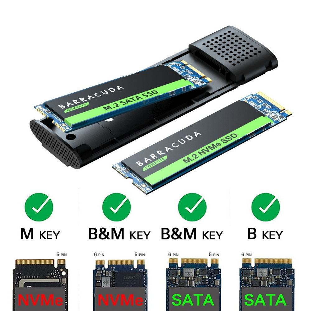 SE516 NVMe / SATA Dual Protocol M.2 SSD Tool-Free USB-C Enclosure USB 3.2 Gen 2 10Gbps