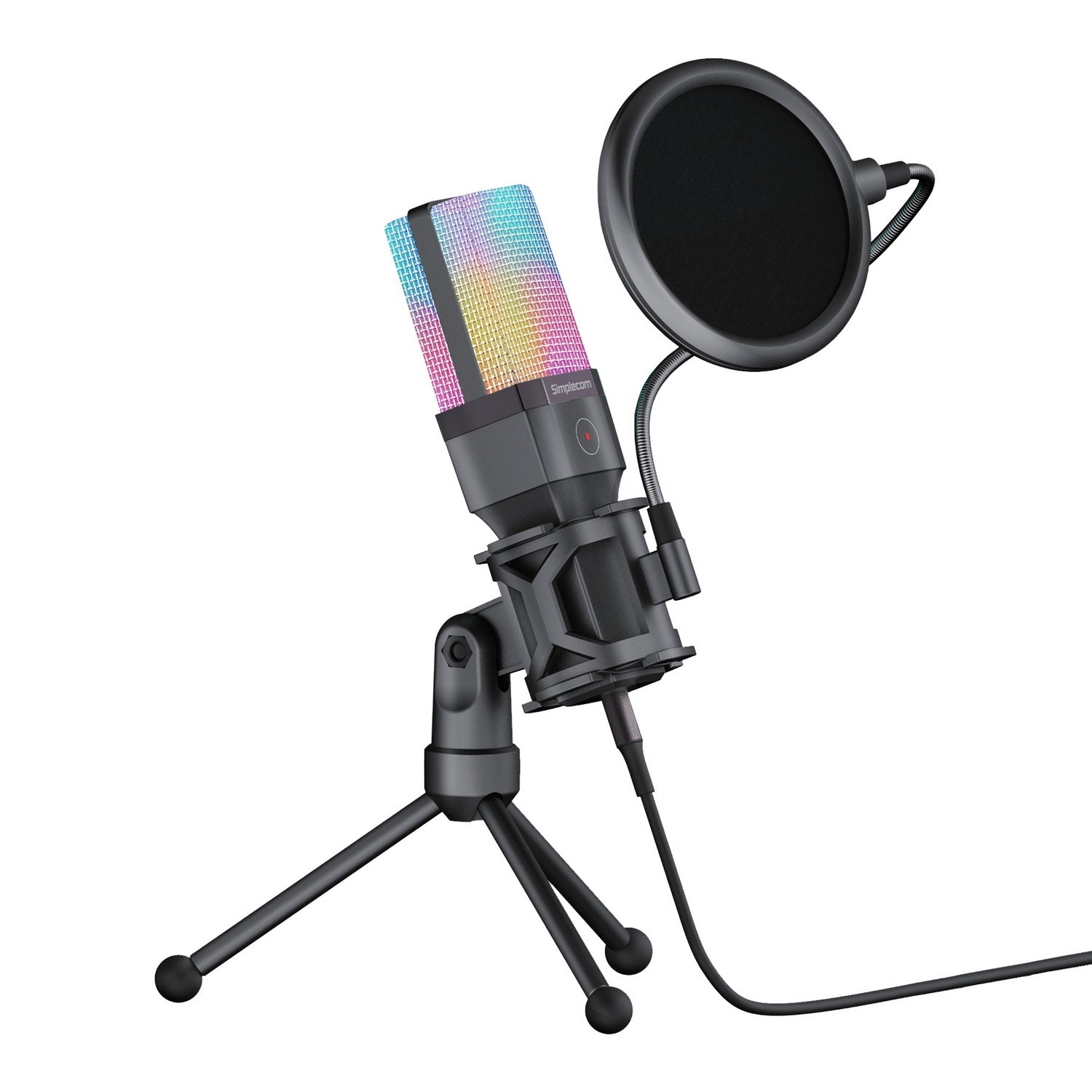 UM650 USB Cardioid Condenser Microphone Gaming RGB Lights with Tripod & Pop Filter