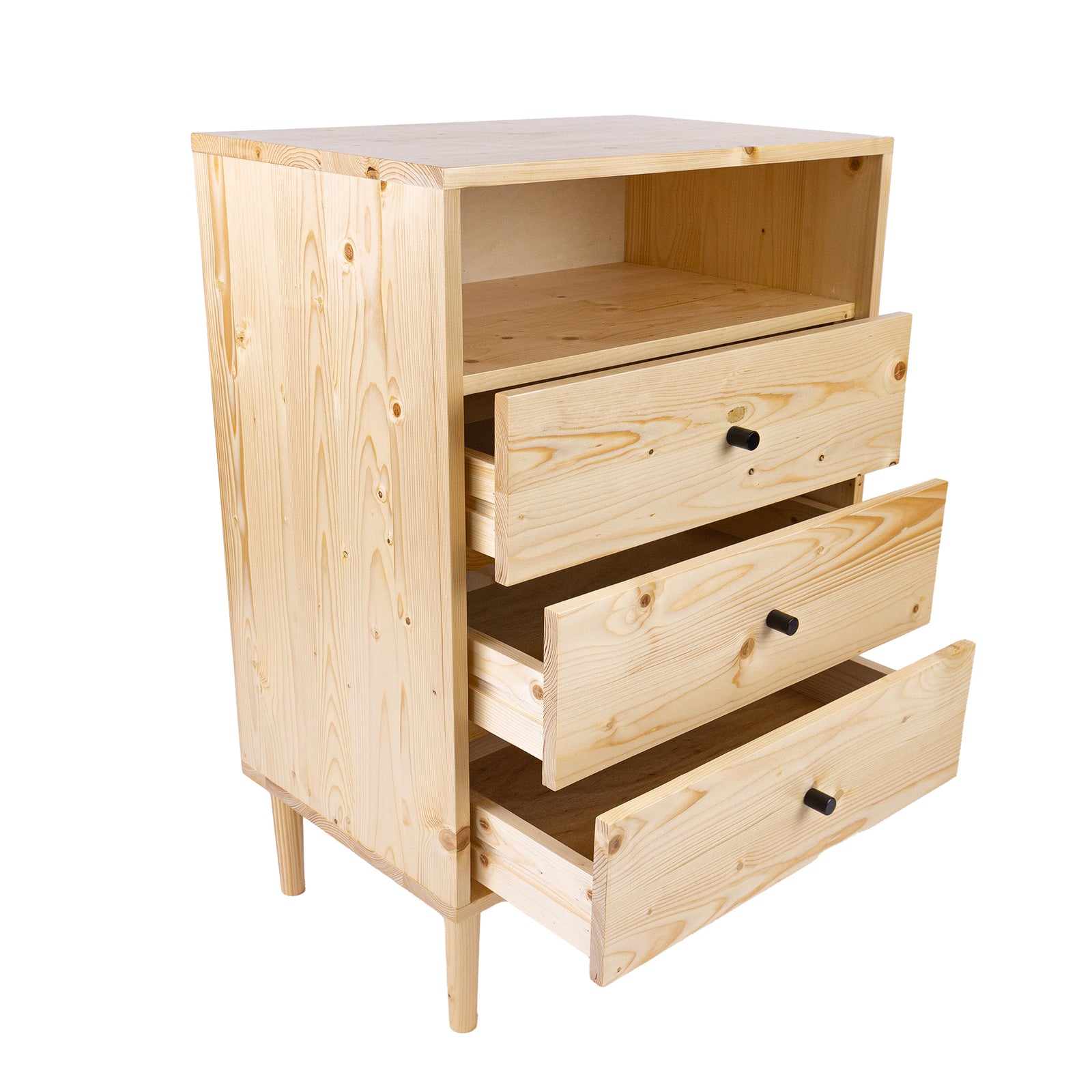 Jamie Tallboy 3 Chest of Drawers Solid Pine Wood Bed Storage Cabinet - Natural