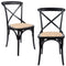 Aster Crossback Dining Chair Set of 2 Solid Birch Timber Wood Ratan Seat - Black