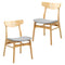Cusco 2pc Set Dining Chair Fabric Seat Scandinavian Style Solid Rubberwood