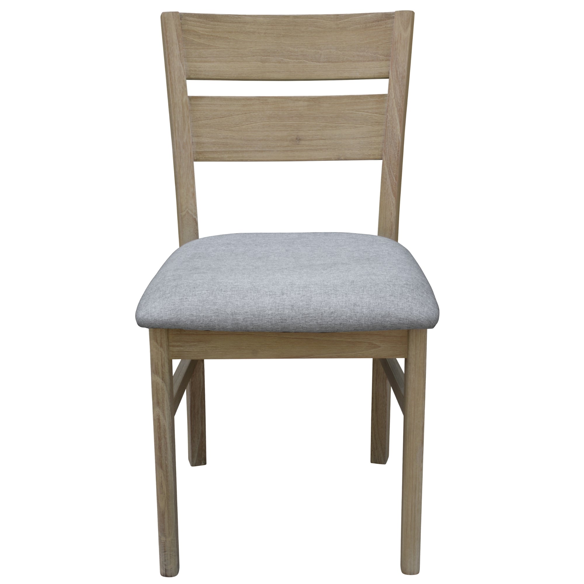 Tyler 2pc Set Dining Chair Fabric Seat Solid Acacia Timber Wood Brushed Smoke