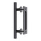 30cm Pull and Flush Barn Door Handle Square Handles set of Frosted Black Surface Round