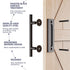 30cm Pull and Flush Barn Door Handle Square Handles set of Frosted Black Surface Round