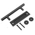 30cm Pull and Flush Barn Door Handle Square Handles set of Frosted Black Surface Round