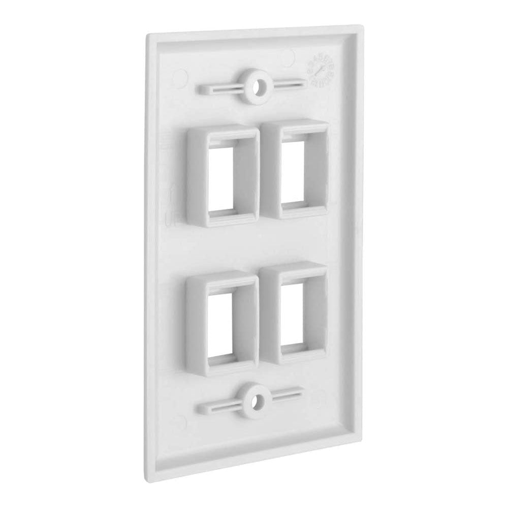 4 Port QuickPort outlet Wall Plate face plate, four Gang White