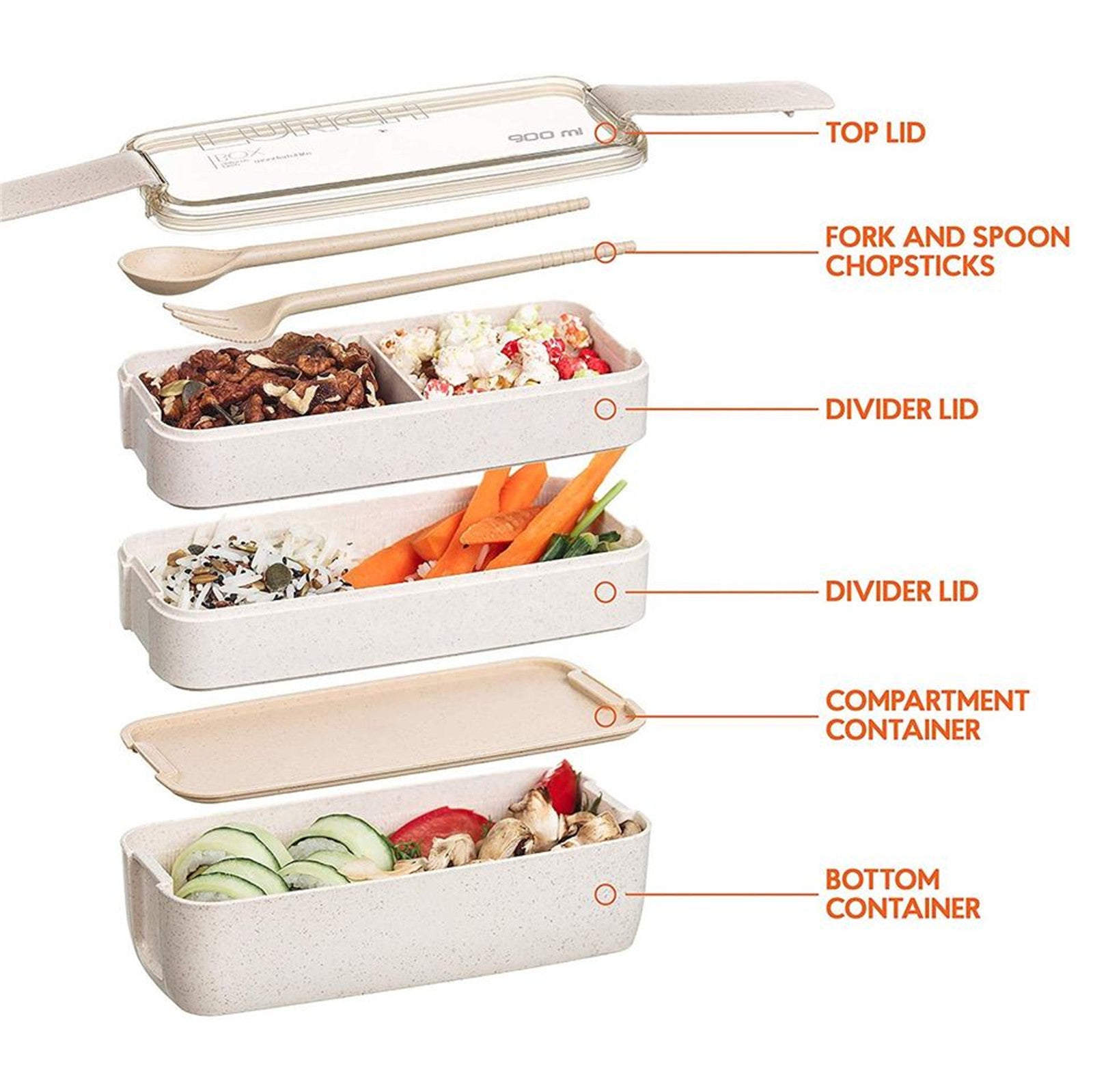 3 Layer Bento Box With Cover Lunch Eco Friendly Leakproof Food Container