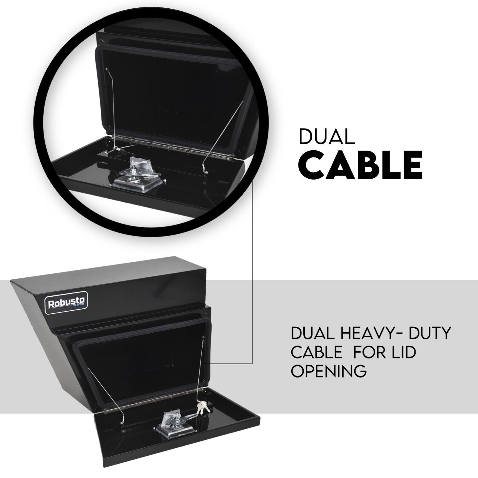 Under Tray Tool Box Underbody Pair Set 600mm Black Aluminium