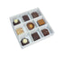 10 Pack of White Card Chocolate Sweet Soap Product Reatail Gift Box - 9 bay 4x4x3cm Compartments  - Clear Slide On Lid - 12x12x3cm