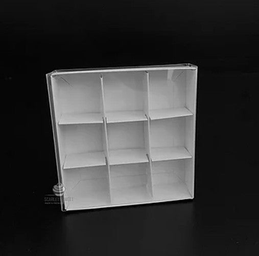 50 Pack of White Card Chocolate Sweet Soap Product Reatail Gift Box - 9 bay 4x4x3cm Compartments  - Clear Slide On Lid - 12x12x3cm
