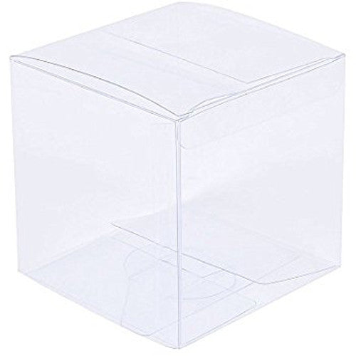 50 Pack of 5cm Clear PVC Plastic Folding Packaging Small rectangle/square Boxes for Wedding Jewelry Gift Party Favor Model Candy Chocolate Soap Box