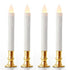 3 Pack Taper Stick White Battery Candle - Natural Flame Light Colour No Flicker - Gold Stand Base