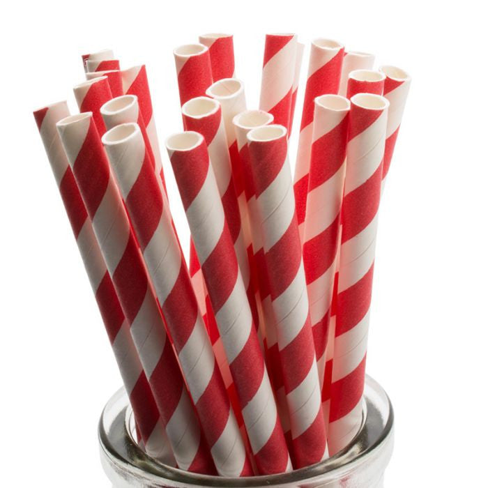 200 Pack Red White Drinking Straws Biodegradable Eco Paper Birthday Party Event Bistro Bar Cafe Take Away