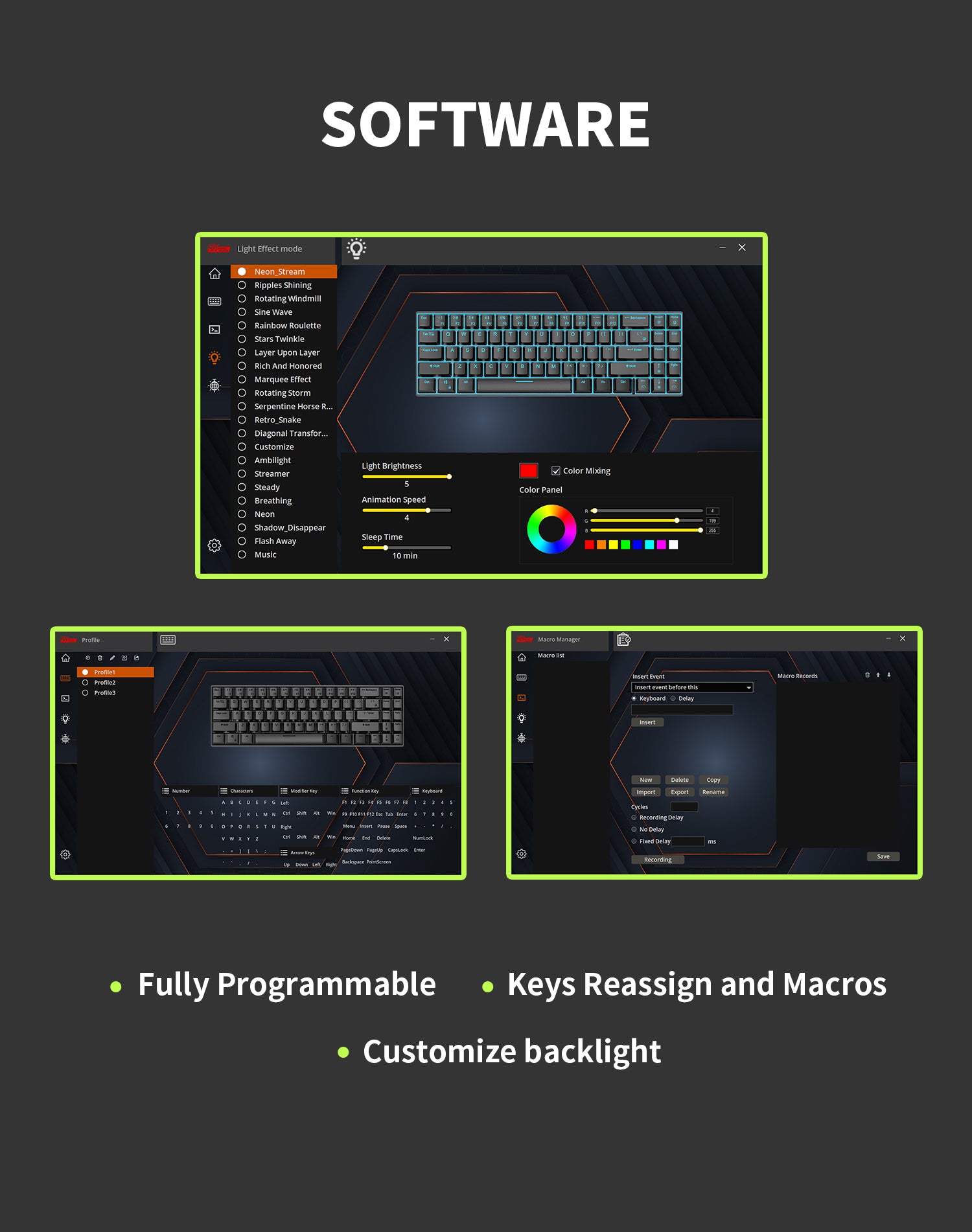 K75 PRO RGB 75% Wireless Gasket Mechanical Night Grey Keyboard, Triple Mode, Eternity Tactile Switch