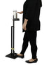 Touch Free Hand Sanitiser Dispenser Station Floor Stand Foot Operated - Gold Black