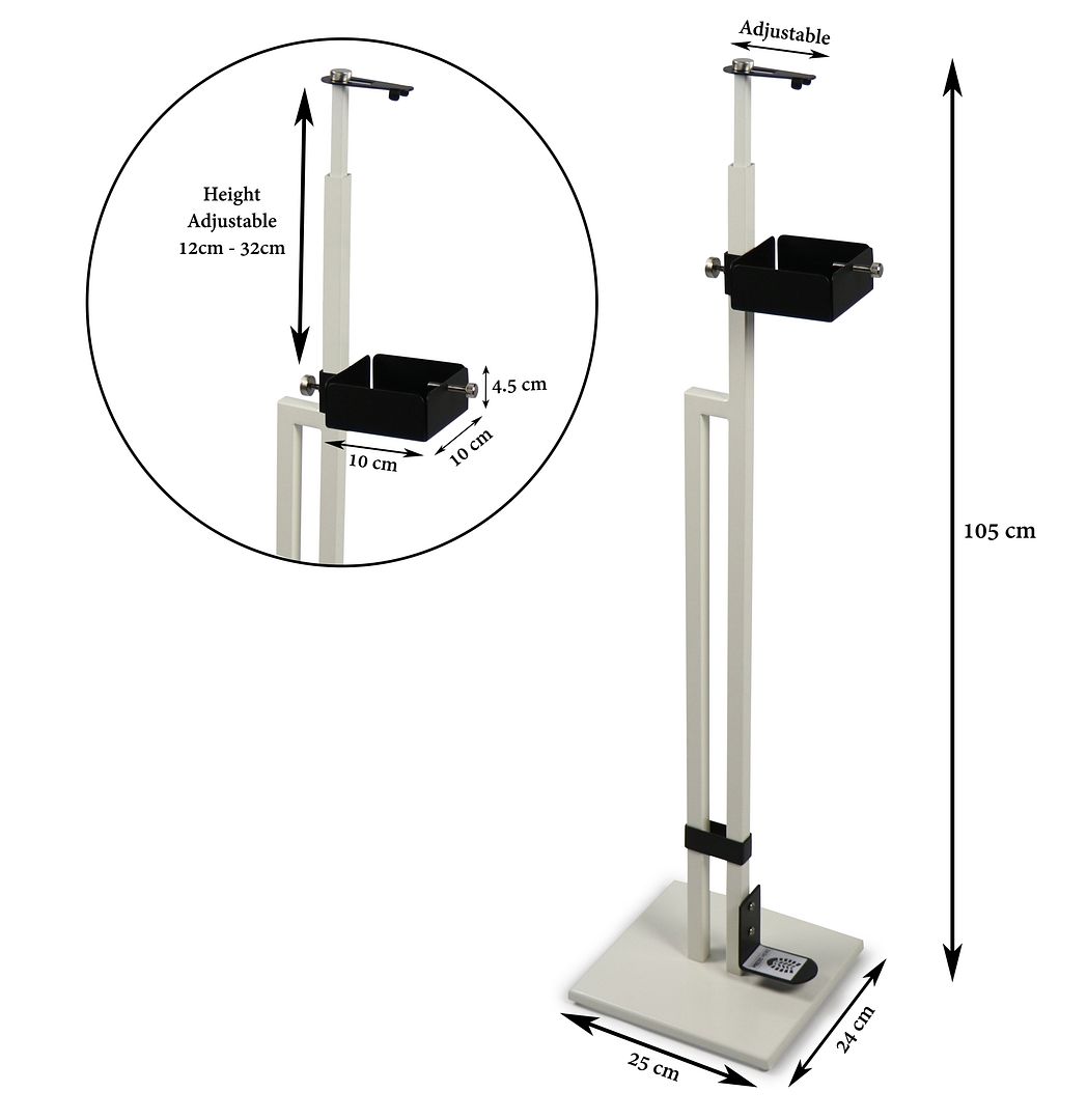 Touch Free Hand Sanitiser Dispenser Station Floor Stand Foot Operated - White Black