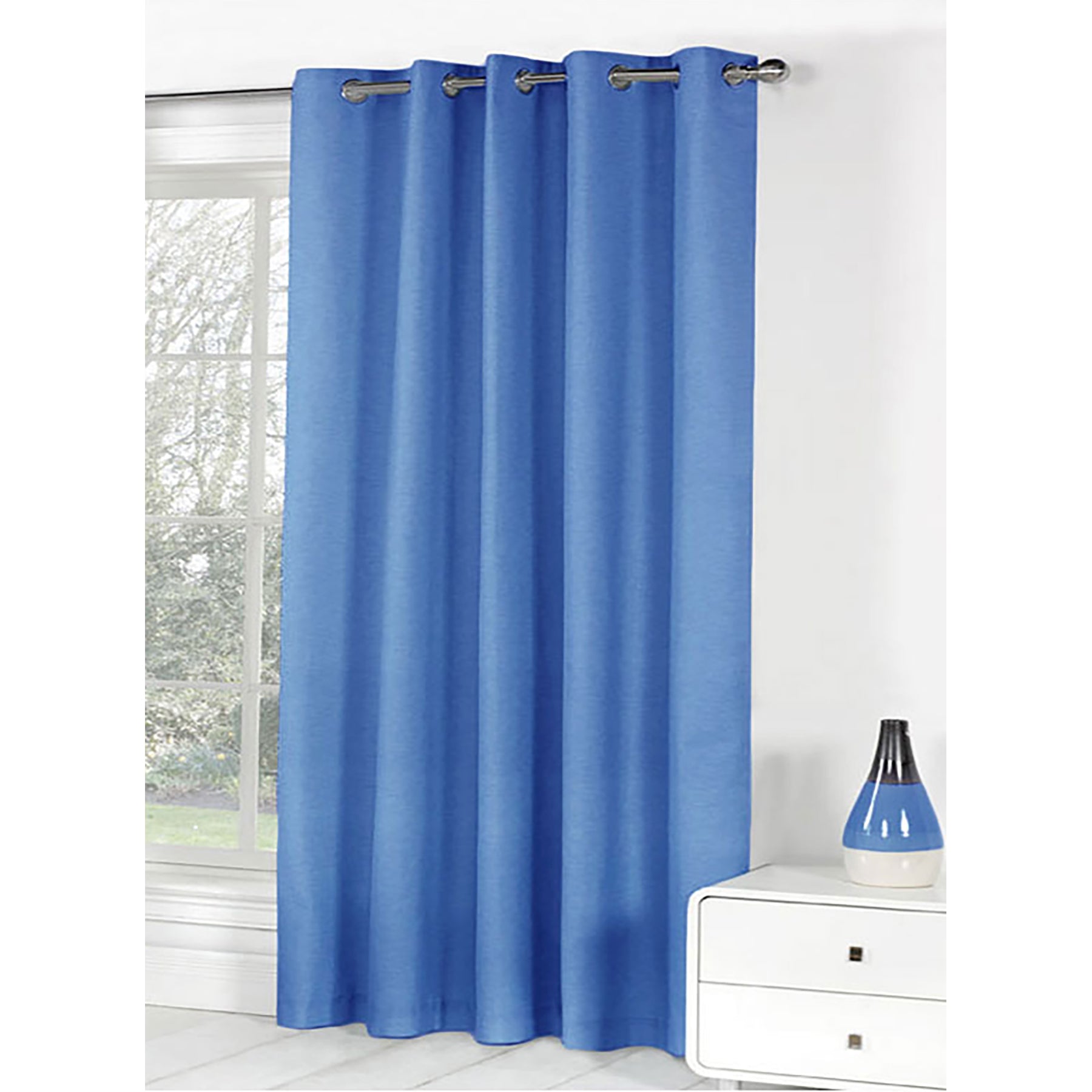 One Panel of Easy Care Eyelet Curtains Blue 180 x 221 cm