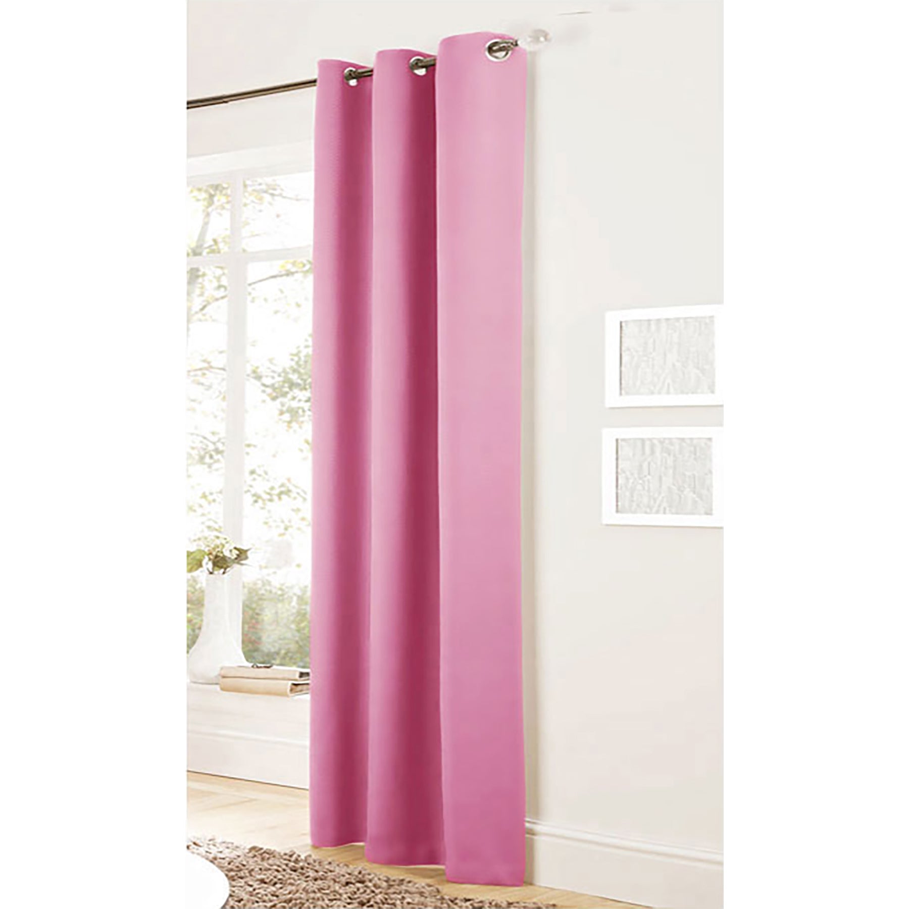 One Panel of Easy Care Eyelet Curtains Pink 120 x 221 cm