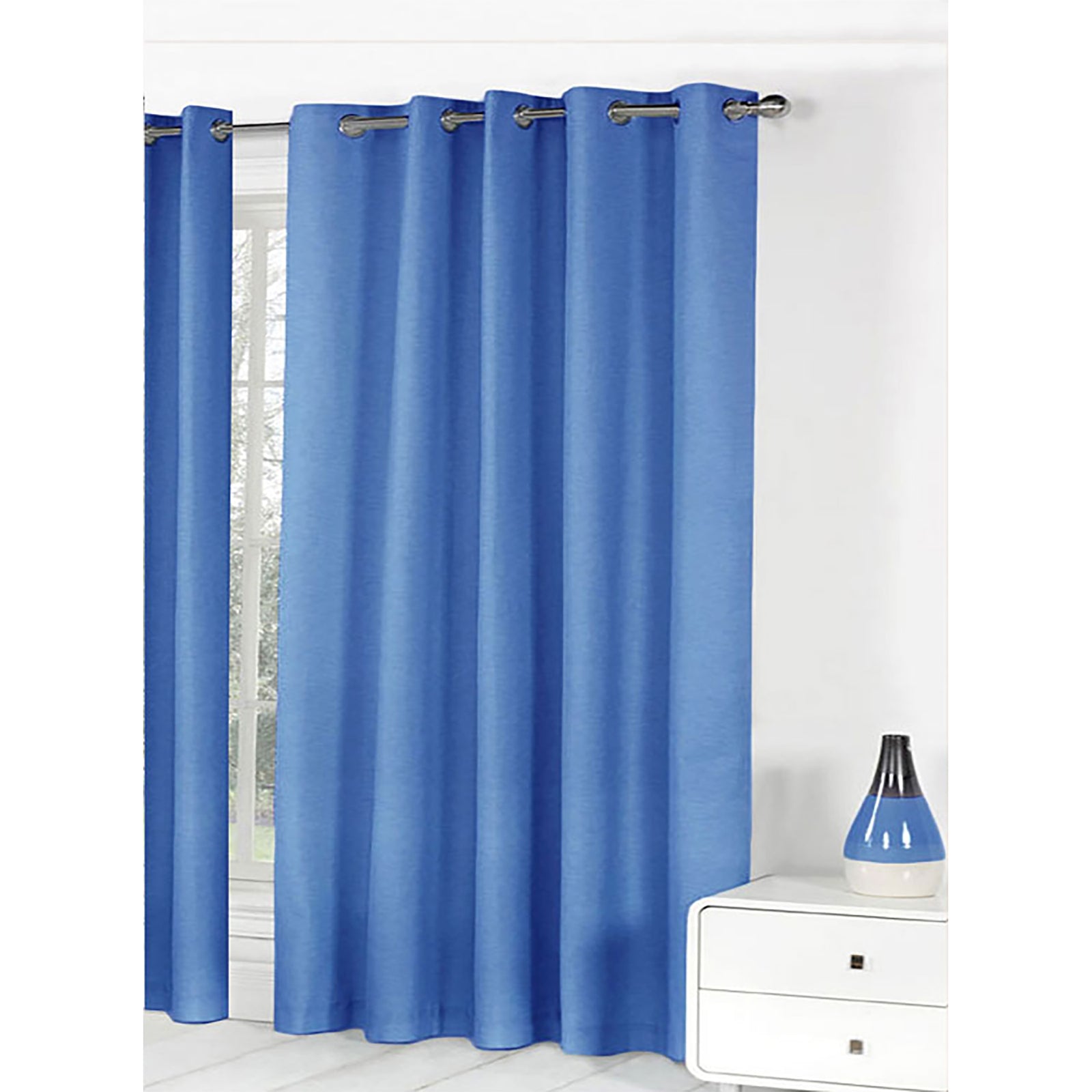 Pair of Easy Care Eyelet Curtains Blue 180 x 221 cm