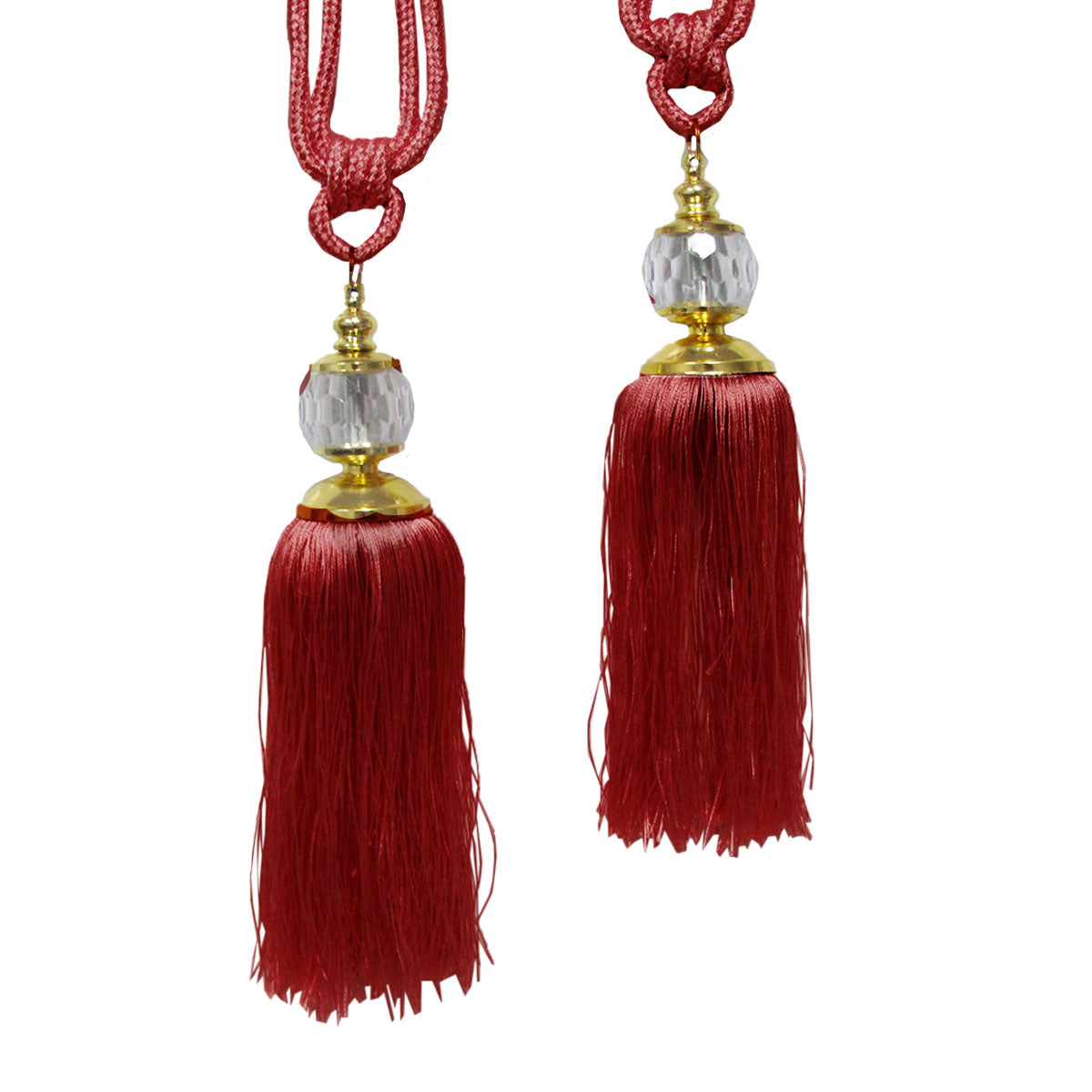 Elizabeth Pair of Curtain Tassel Rope Ties Red/Gold