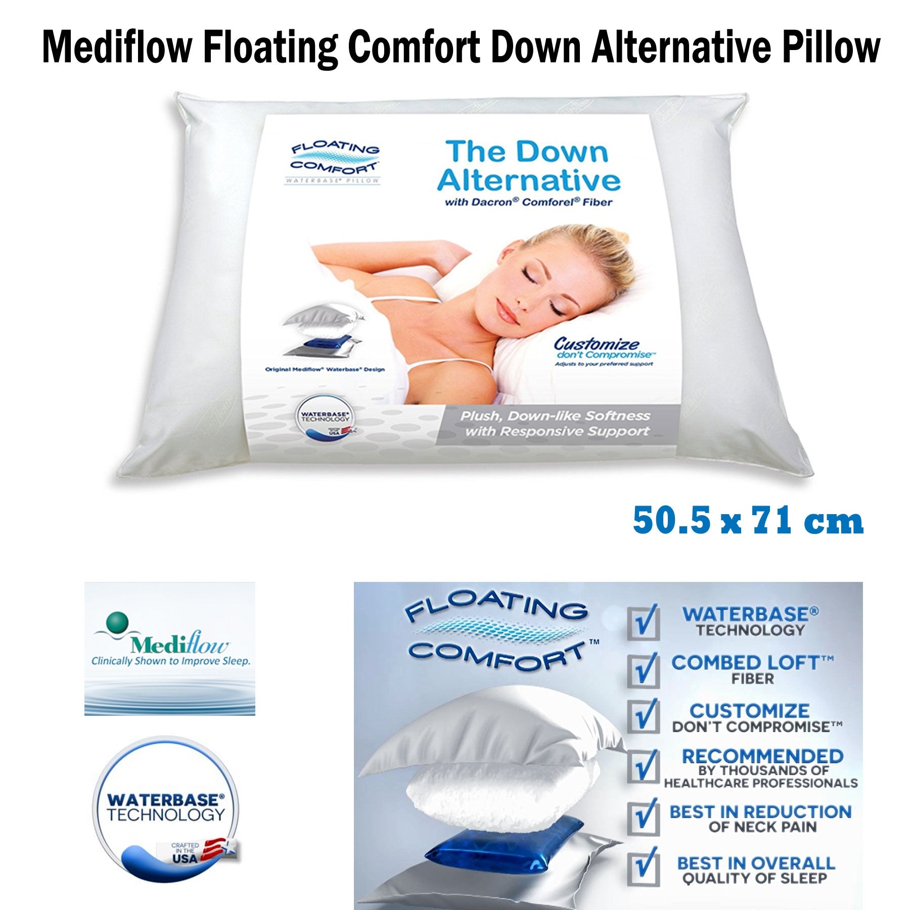 Adjustable Floating Comfort Down Alternative Waterbase Pillow