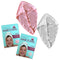 Set of 2 Magic Quick Dry Microfibre Hair Dryer Towels Pink + White