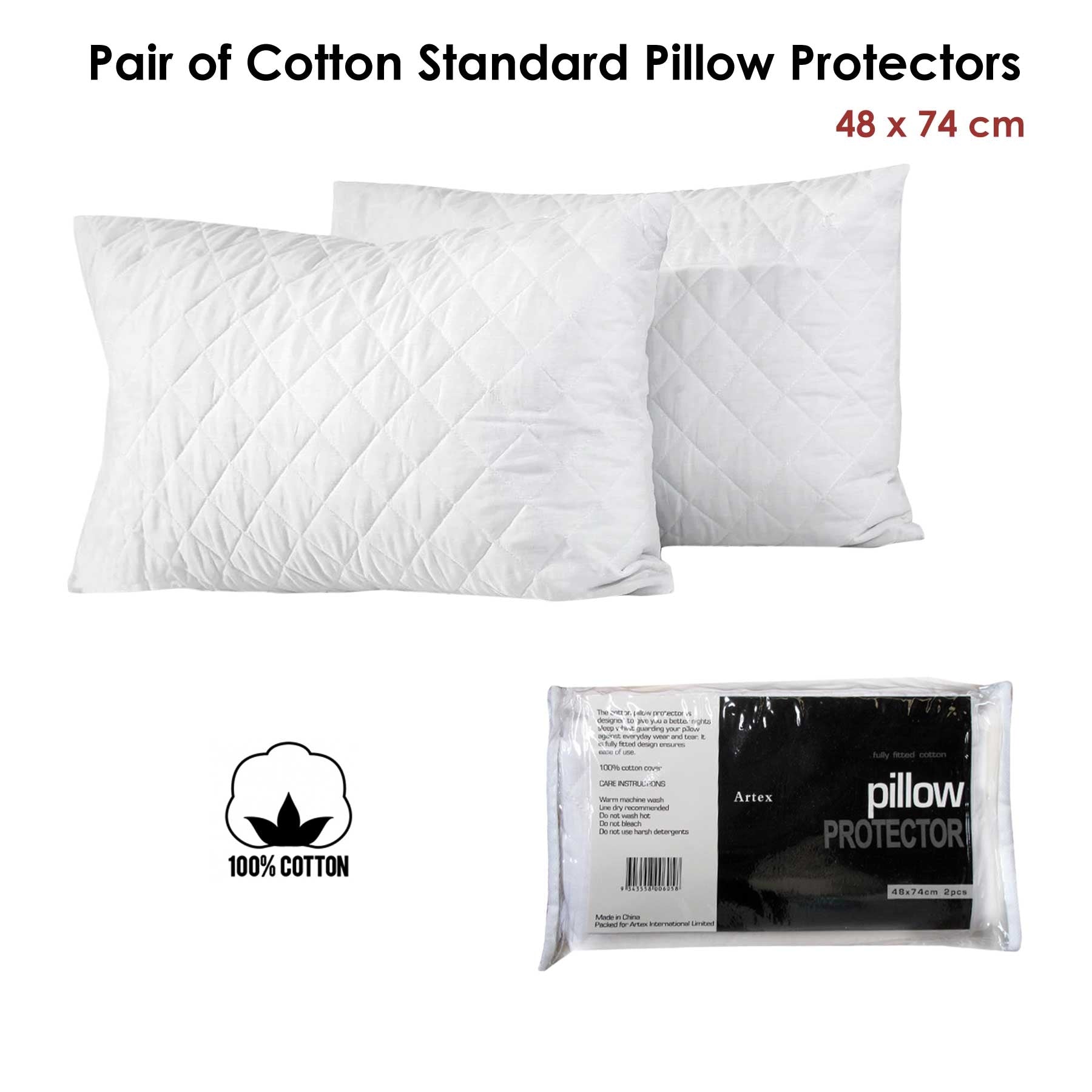 Pair of Cotton Standard Pillow Protectors