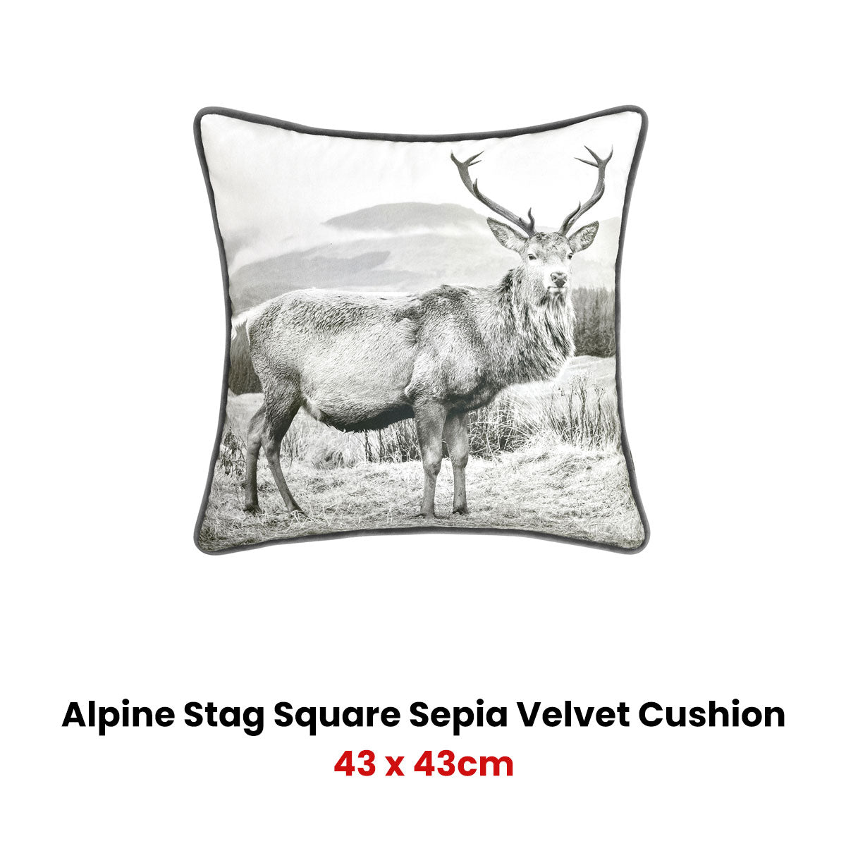 Alpine Stag Taupe Jacquard Square Velvet Filled Cushion