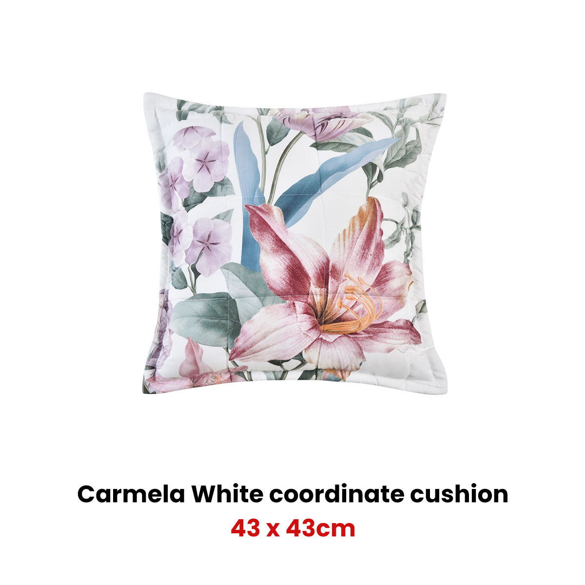 Carmela White Coordinate Square Filled Cushion