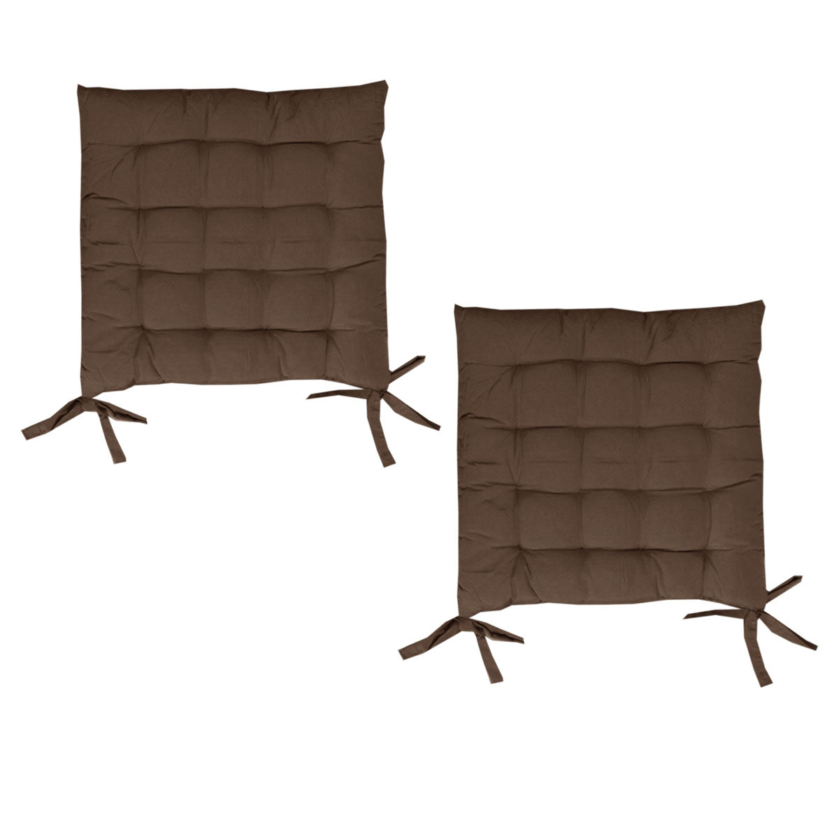 Set of 2 Chair Pads with Ties 40 x 40 cm Chocolate