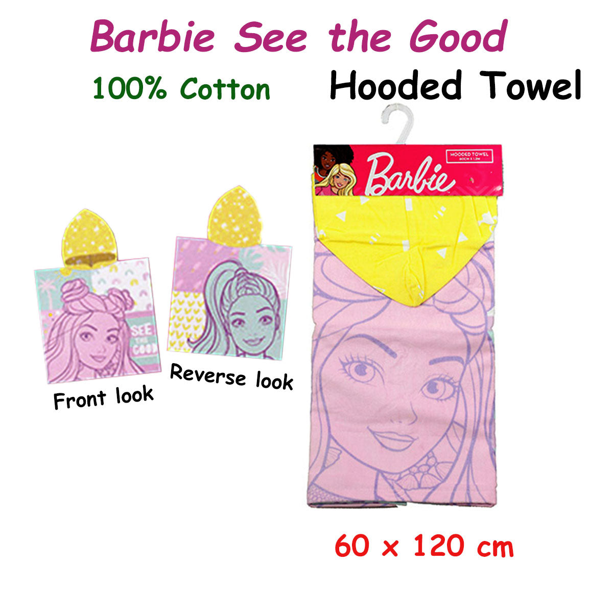 Barbie See the Good Cotton Hooded Licensed Towel 60 x 120 cm