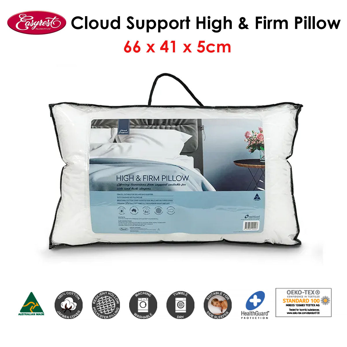 Cloud Support High &amp; Firm Pillow 66 x 41 x 5 cm