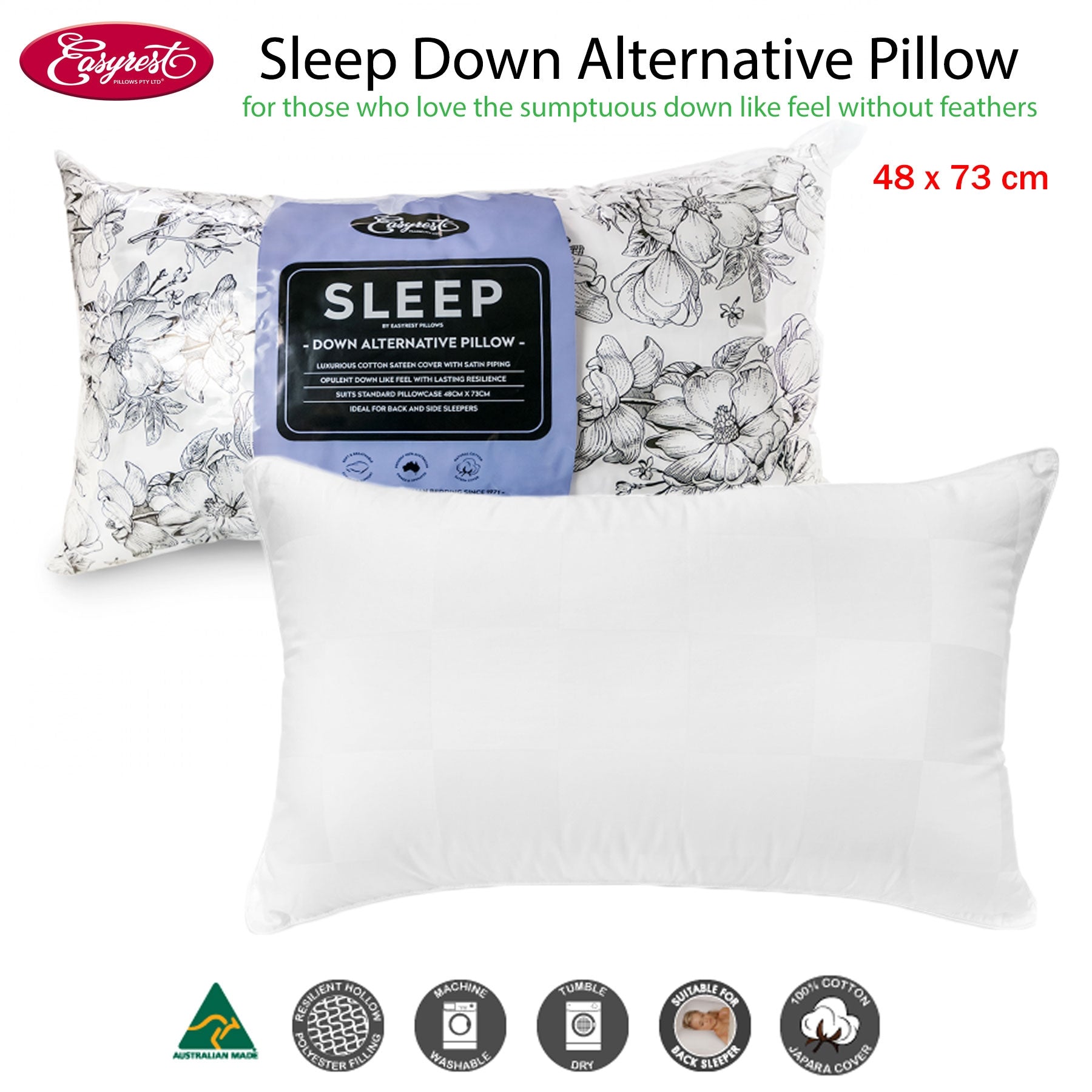 Sleep Down Alternative Standard Pillow Suits Back Sleeper