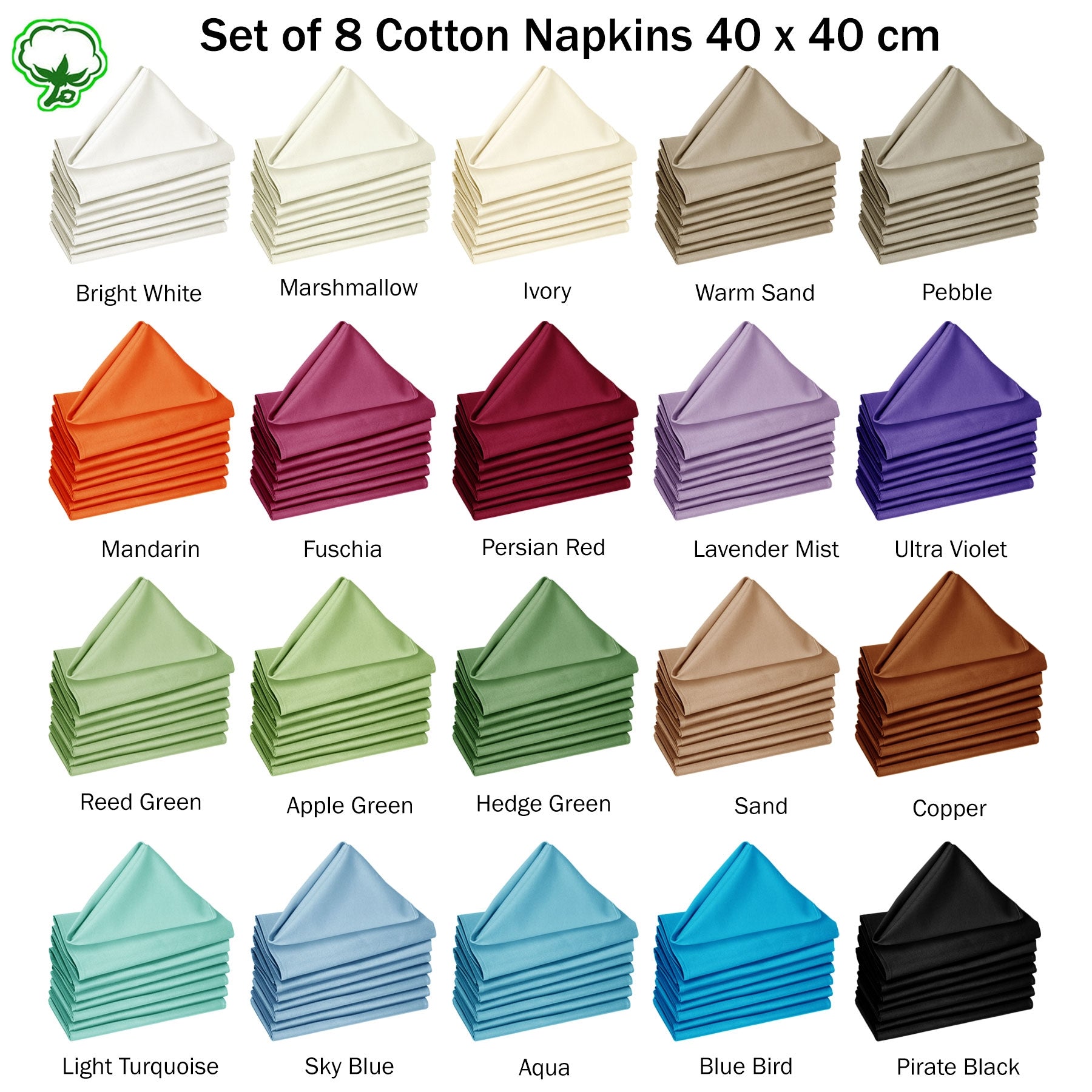 Set of 8 Cotton Napkins Aqua