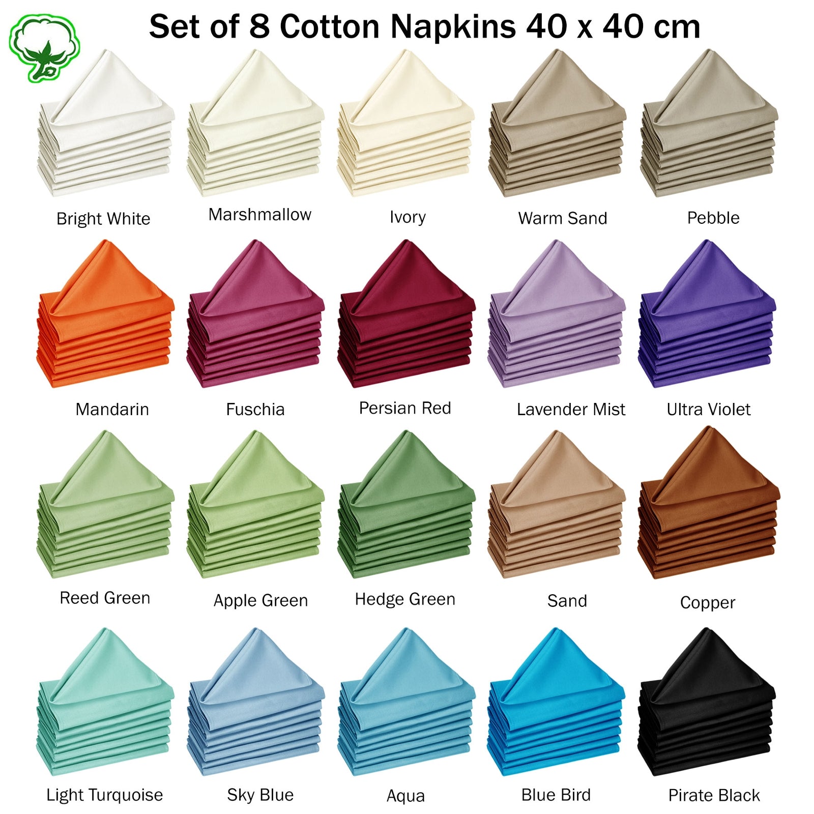 Set of 8 Cotton Napkins Aqua