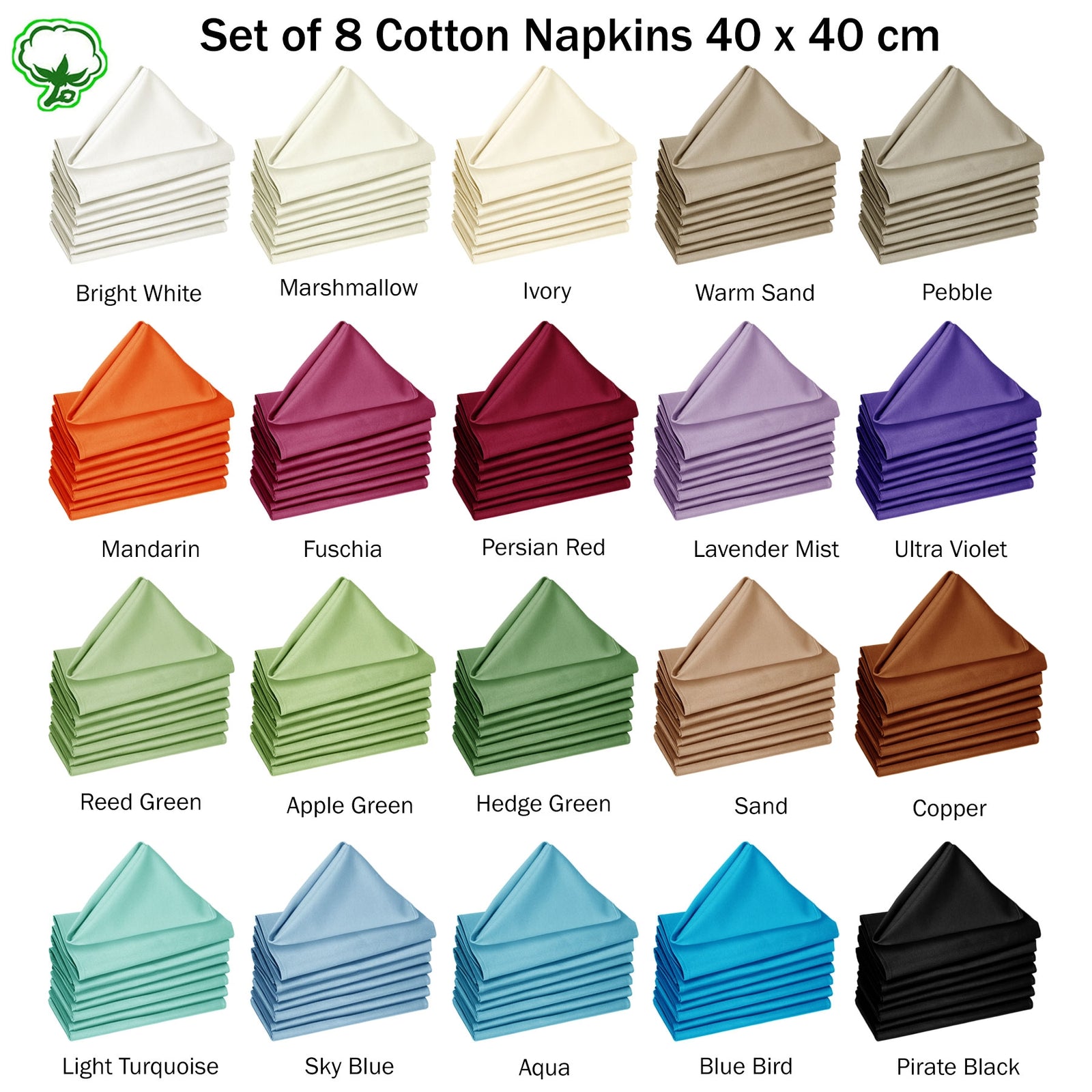 Set of 8 Cotton Napkins Pebble