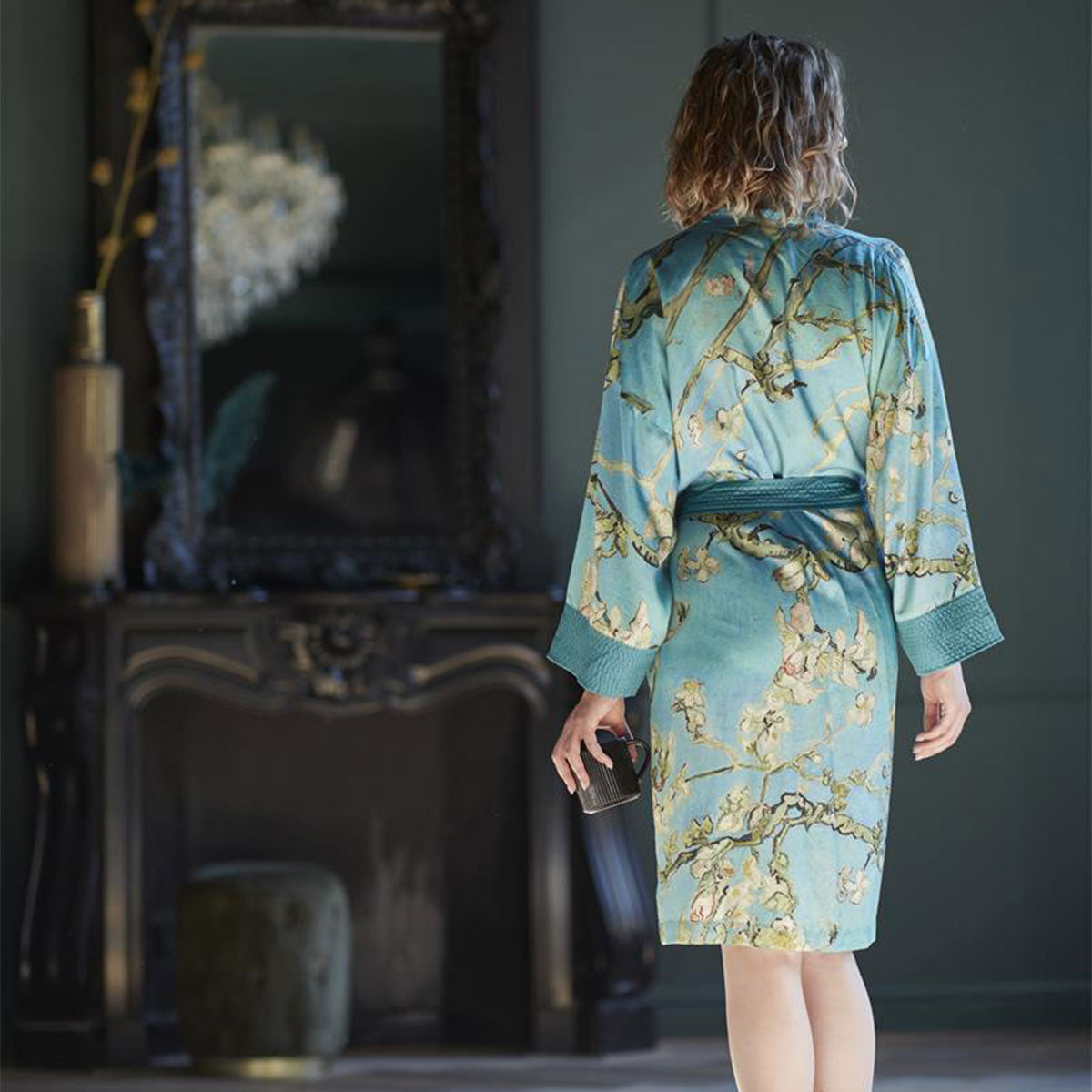 Van Gogh Almond Blossom Blue Kimono Bath Robe Small/Medium