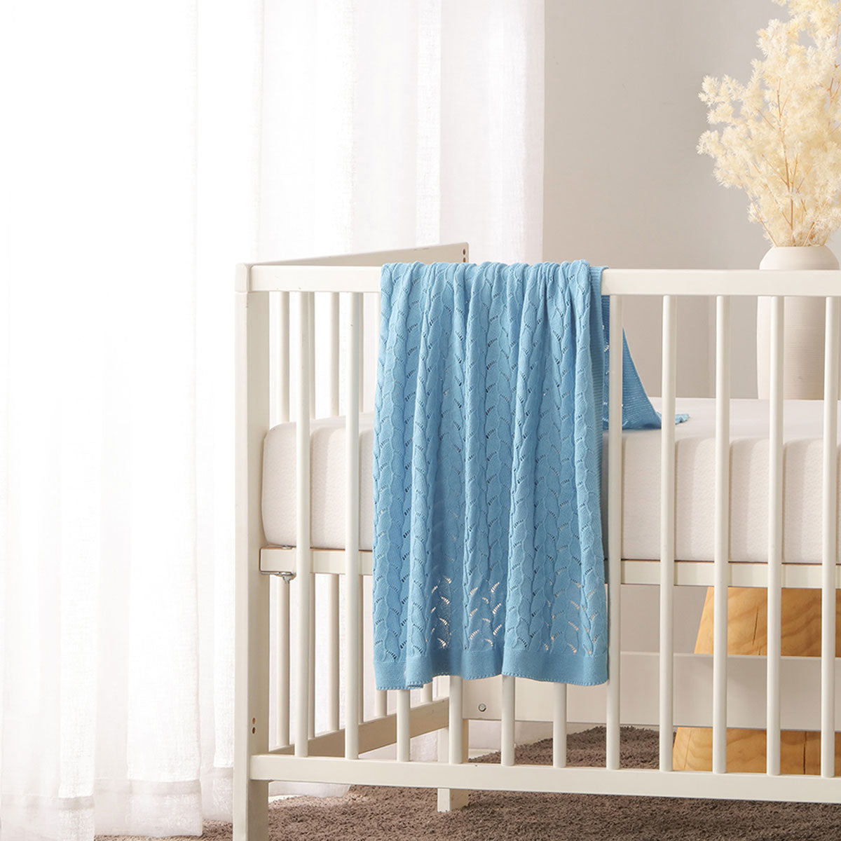 Lyla Blue Cotton Baby Blanket 75 x 100 cm