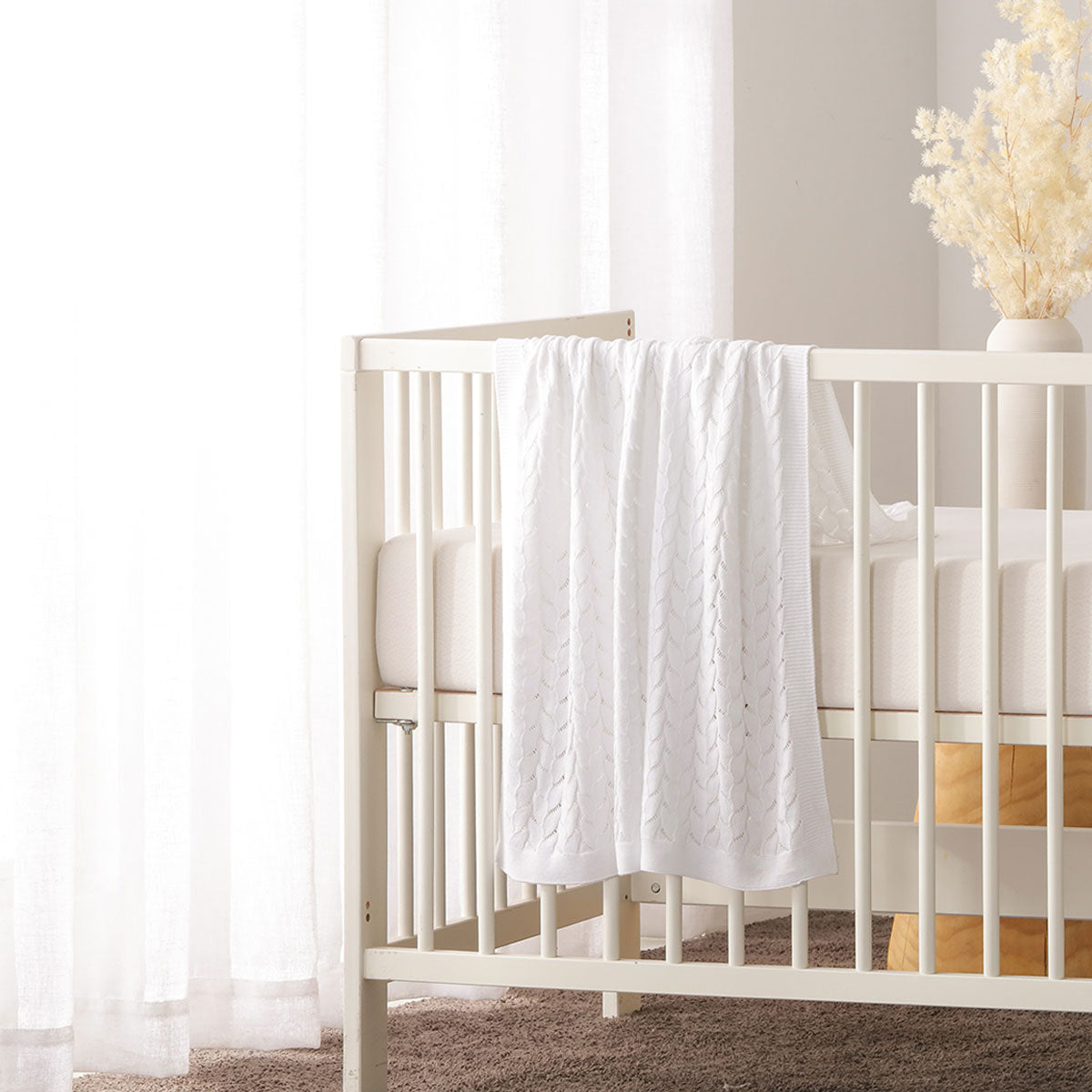 Lyla White Cotton Baby Blanket 75 x 100 cm