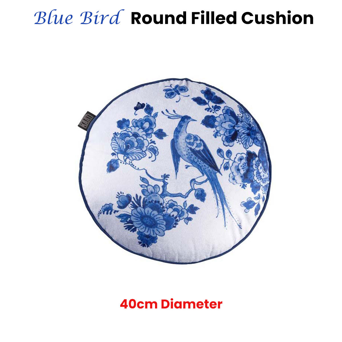 Blue Bird Round Filled Cushion 40cm Diameter