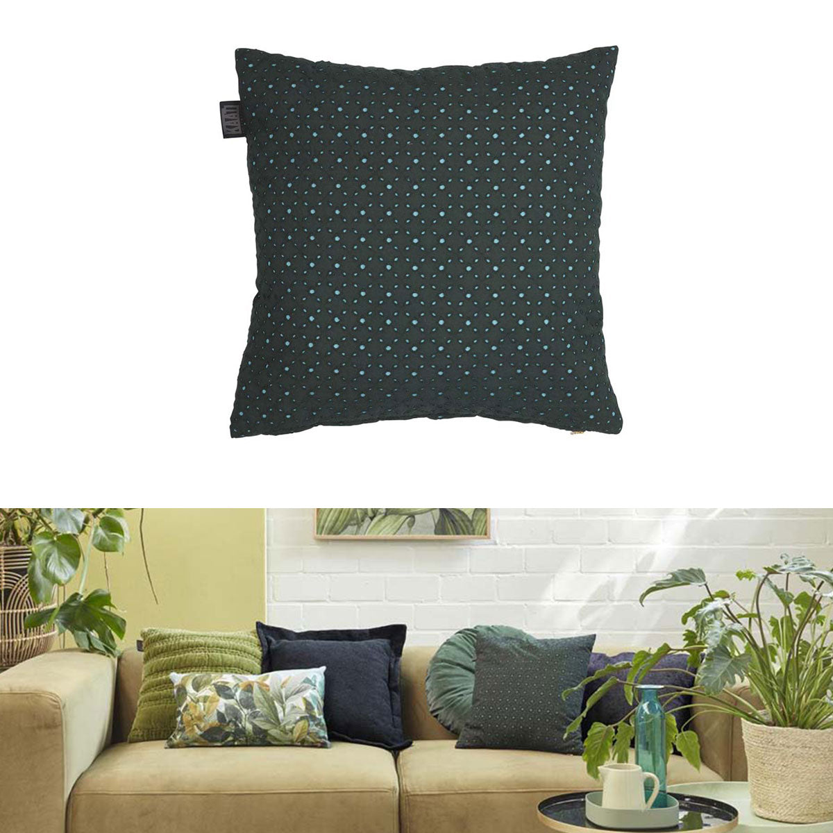 Chelsy Green Square Filled Cushion 40cm x 40cm