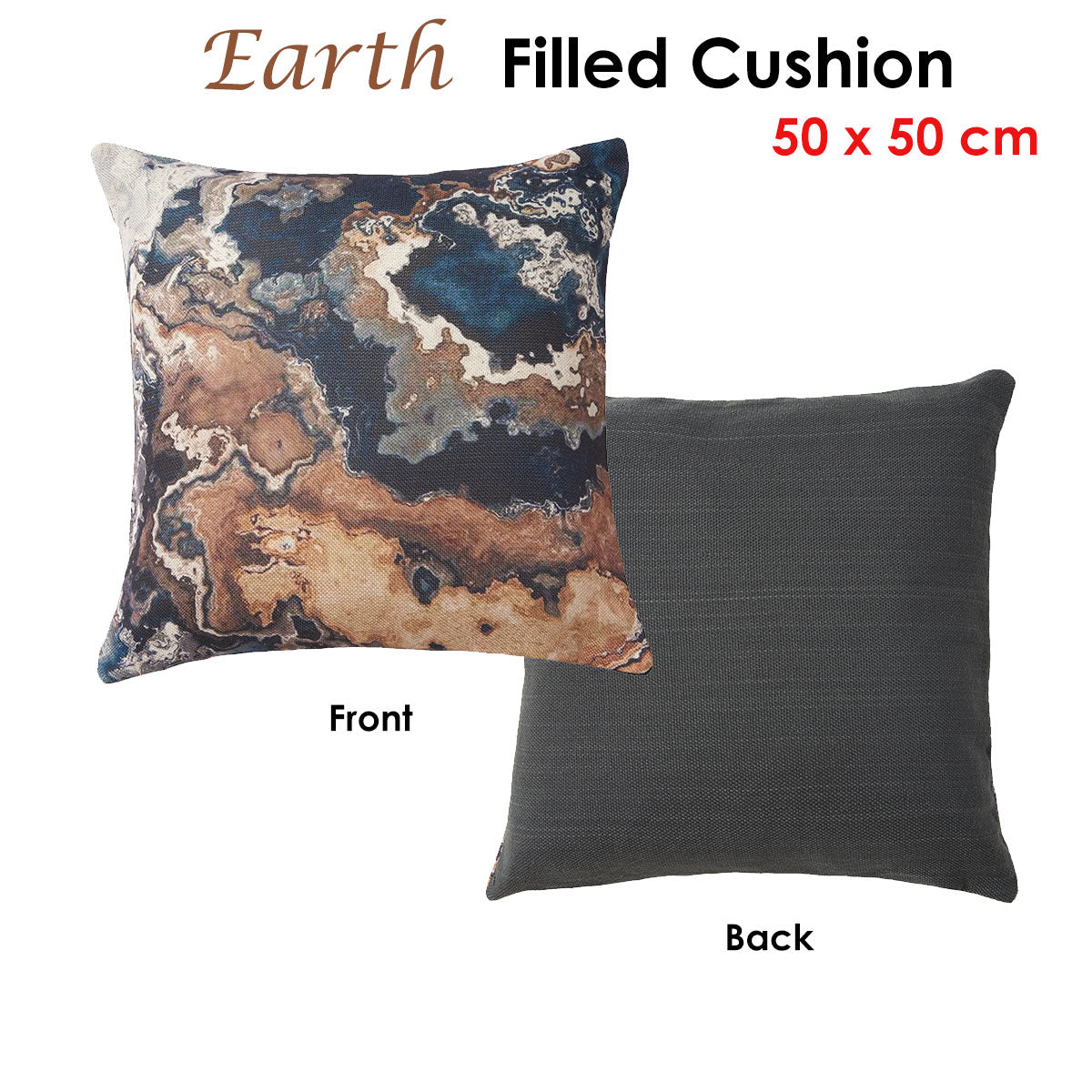 Earth Filled Cushion 50 x 50 cm