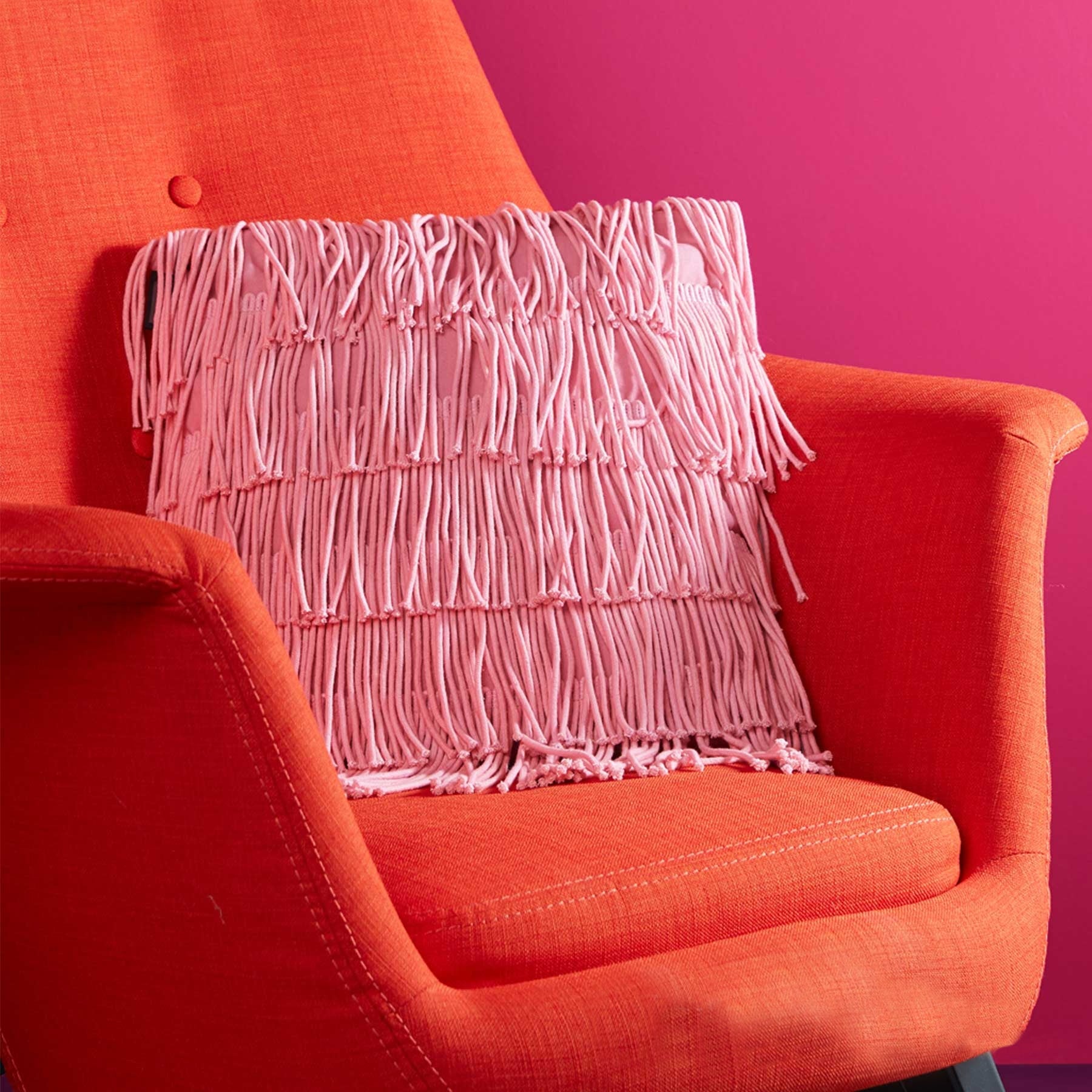 Flapper Pink Filled Square Cushion