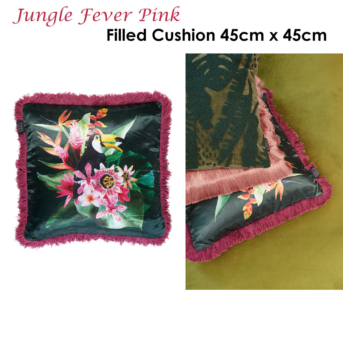 Jungle Fever Pink Filled Cushion