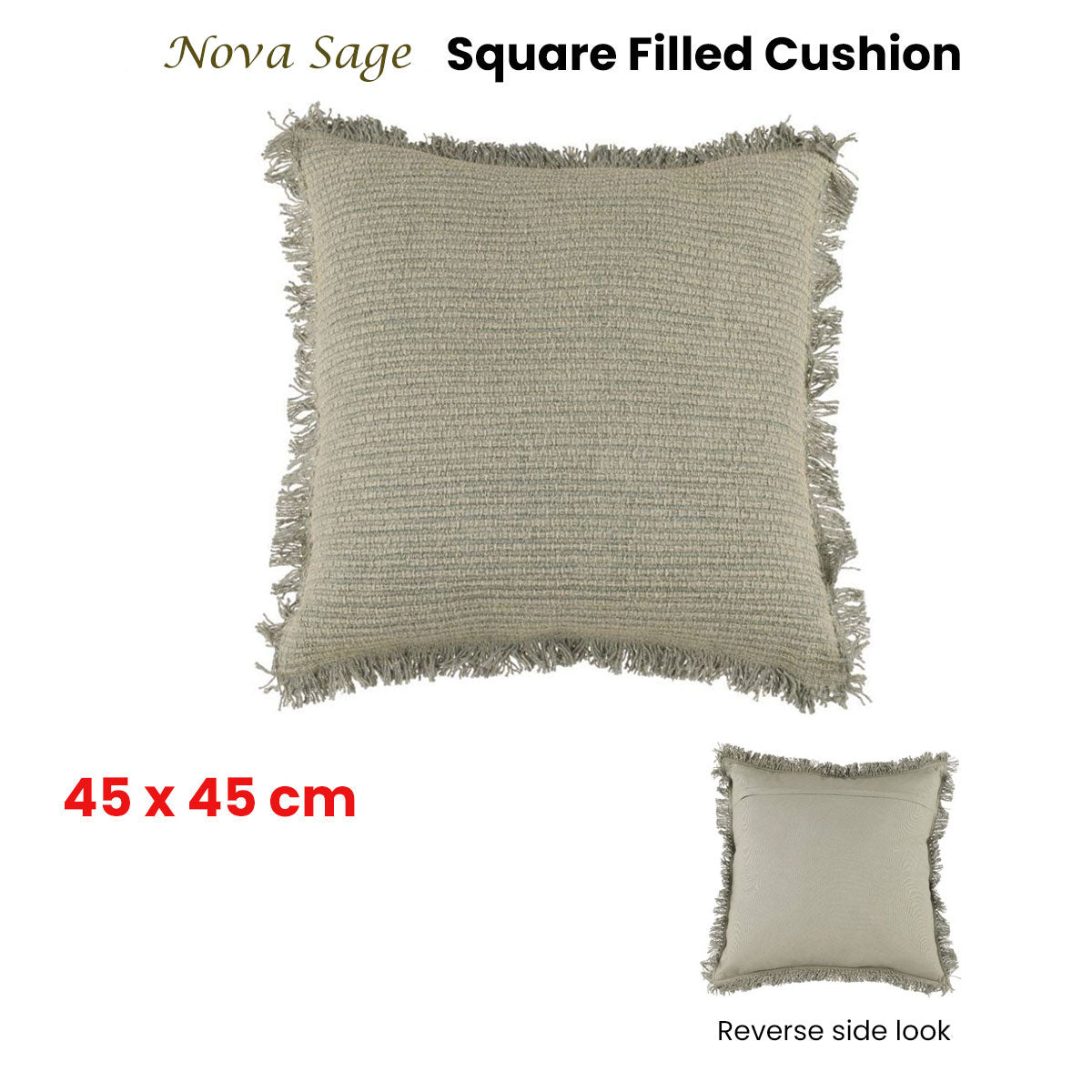 Nova Sage Square Filled Cushion 45cm x 45cm