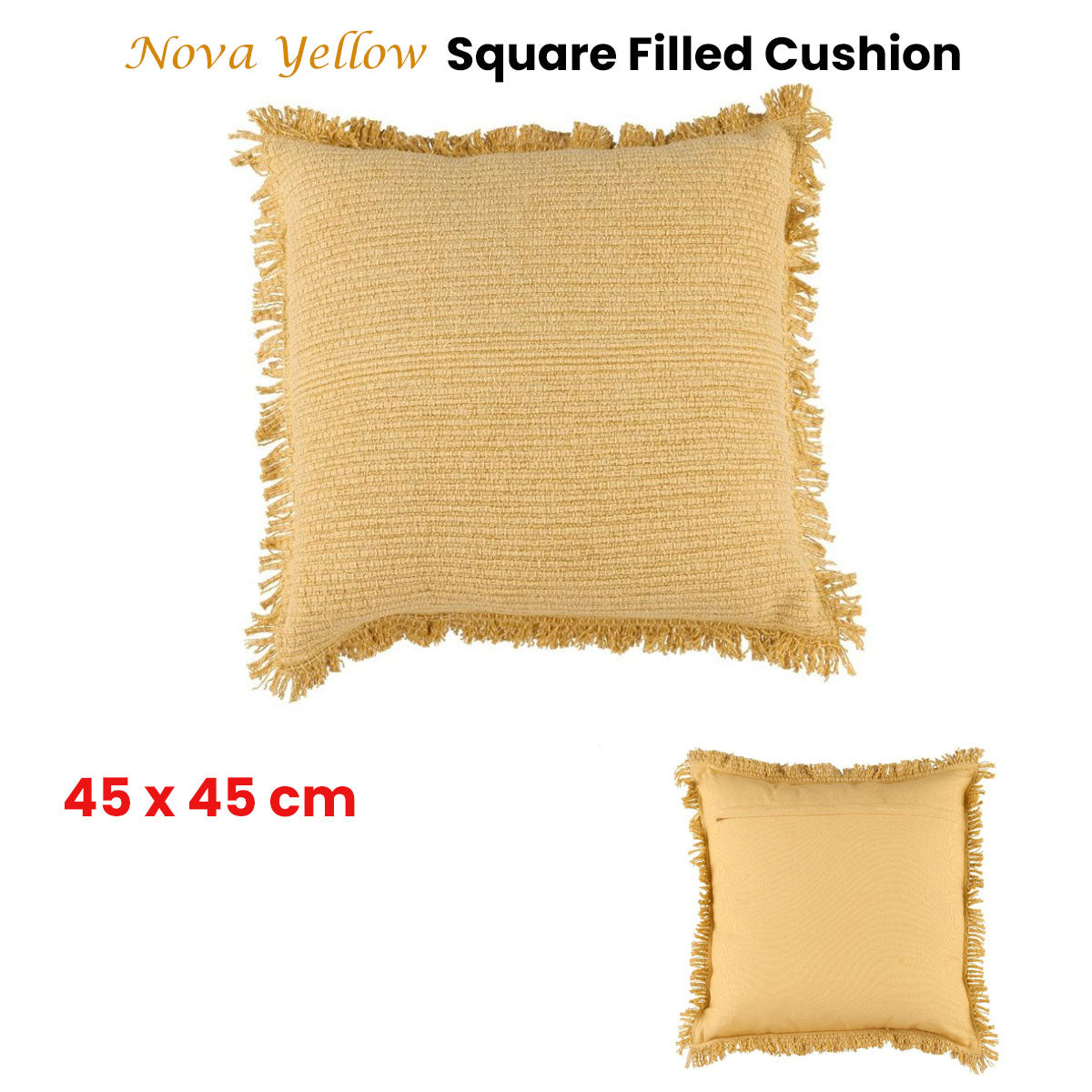 Nova Yellow Square Filled Cushion 45cm x 45cm