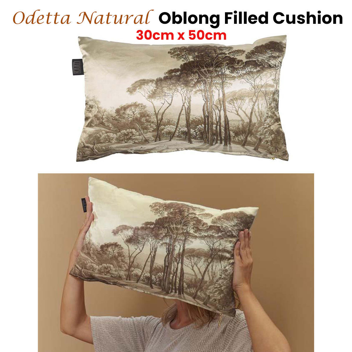 Odetta Natural Oblong Filled Cushion 30cm x 50cm